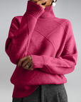 Women's cashmere turtleneck jumper in beige, cashmere and wool blend, elegant winter knitwear