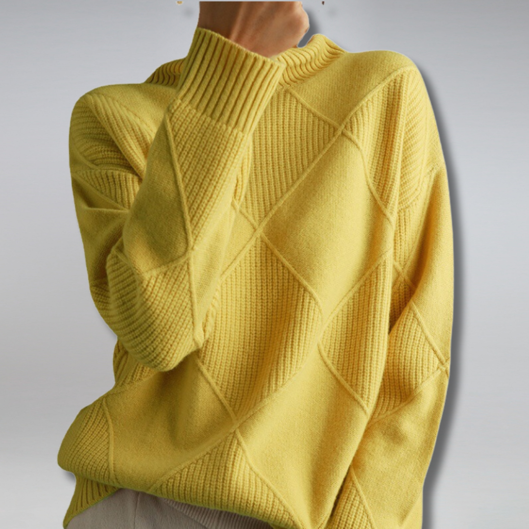 Women's cashmere turtleneck jumper in beige — cashmere-wool blend, warm winter knitwear