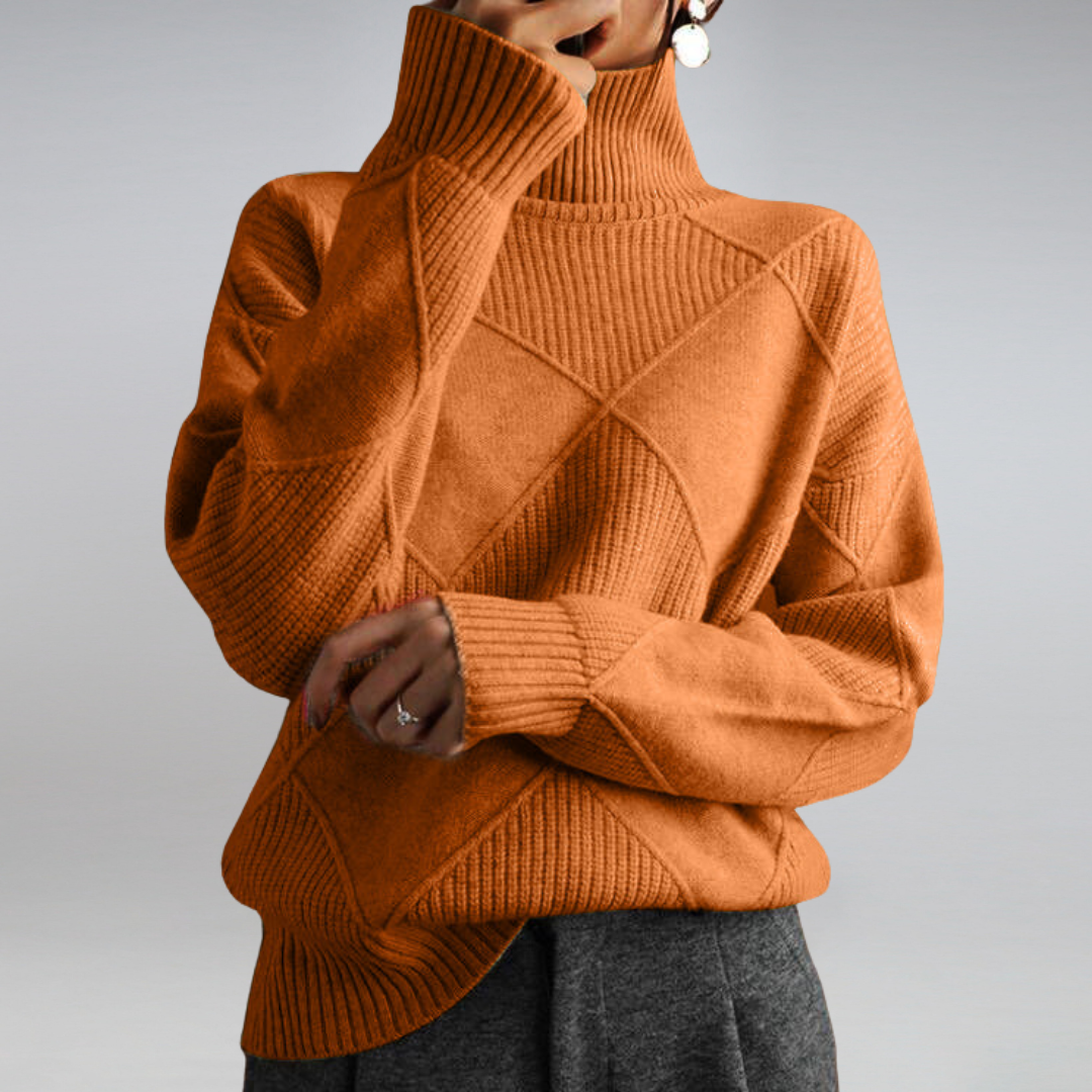 Women's cashmere turtleneck jumper in beige — cashmere-wool blend, warm winter knitwear