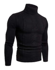 Men's roll neck jumper in black, warm knit construction, classic winter knitwear