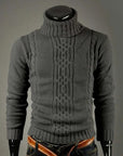 Men's roll neck jumper in black — warm winter knit, classic fit for men