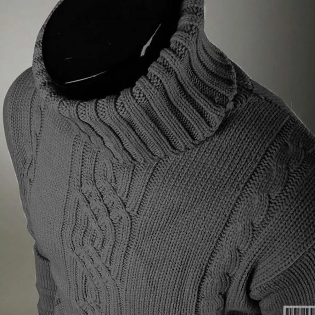 Men's roll neck jumper in black — warm winter knit, classic fit for men