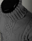 Men's roll neck jumper in black — warm winter knit, classic fit for men