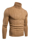 Men's roll neck jumper in black — warm winter knit, classic fit for men