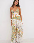 Plunging Neckline Ruffle Maxi Dress With Ties 1