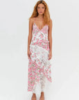 Plunging Neckline Ruffle Maxi Dress With Ties 4