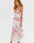 Plunging Neckline Ruffle Maxi Dress With Ties 5