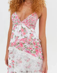 Plunging Neckline Ruffle Maxi Dress With Ties 7