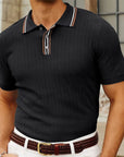 Polo Shirt Short Sleeve Striped Collar Relaxed Fit 2