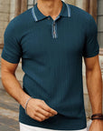Polo Shirt Short Sleeve Striped Collar Relaxed Fit 5