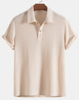 Polo Shirt Waffle Knit Relaxed Fit Casual Style 0