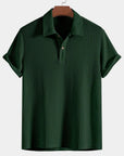 Polo Shirt Waffle Knit Relaxed Fit Casual Style 3