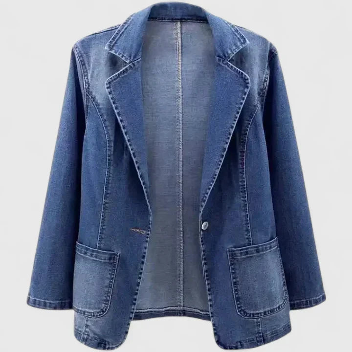 Women's denim blue casual straight-cut denim jacket