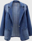 Women's denim blue casual straight-cut denim jacket