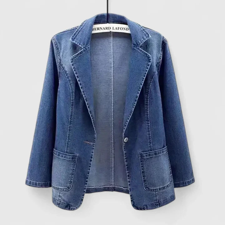 Women's denim blue casual straight-cut denim jacket