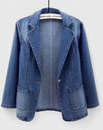 Women's denim blue casual straight-cut denim jacket