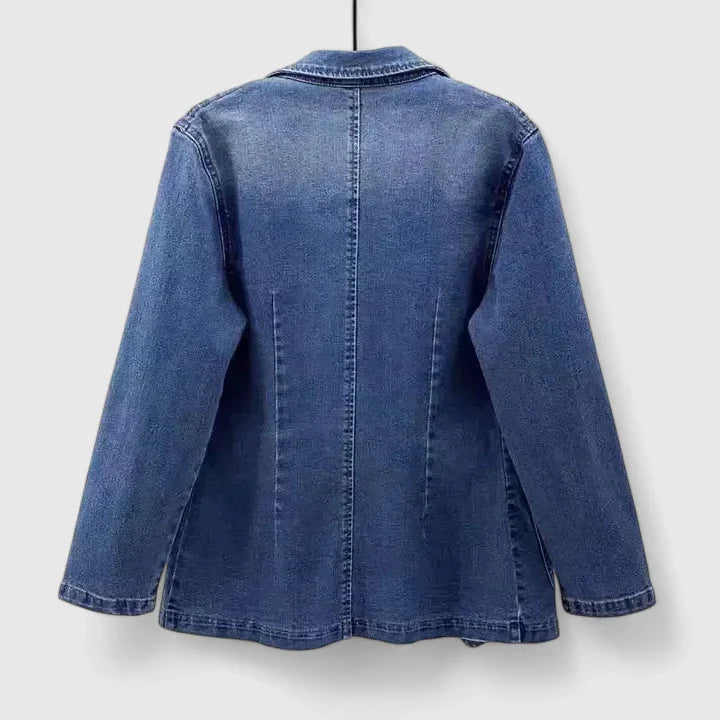 Women's denim blue casual straight-cut denim jacket