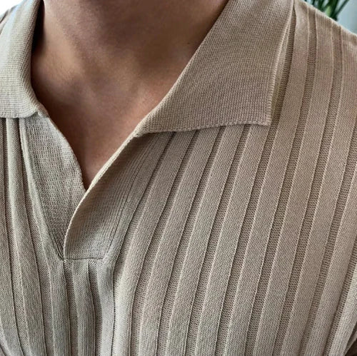 Men’s light brown men's ribbed cotton t-shirt mesh