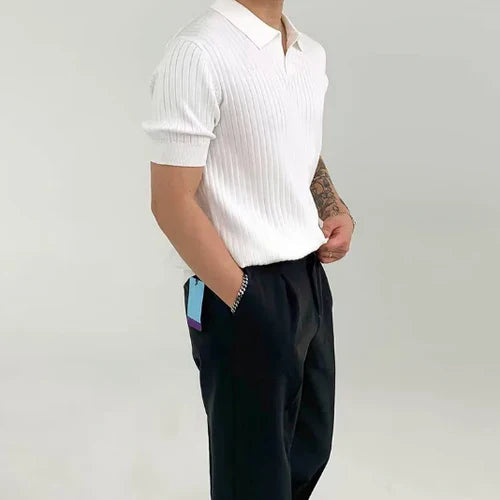 Men’s light brown men's ribbed cotton t-shirt mesh