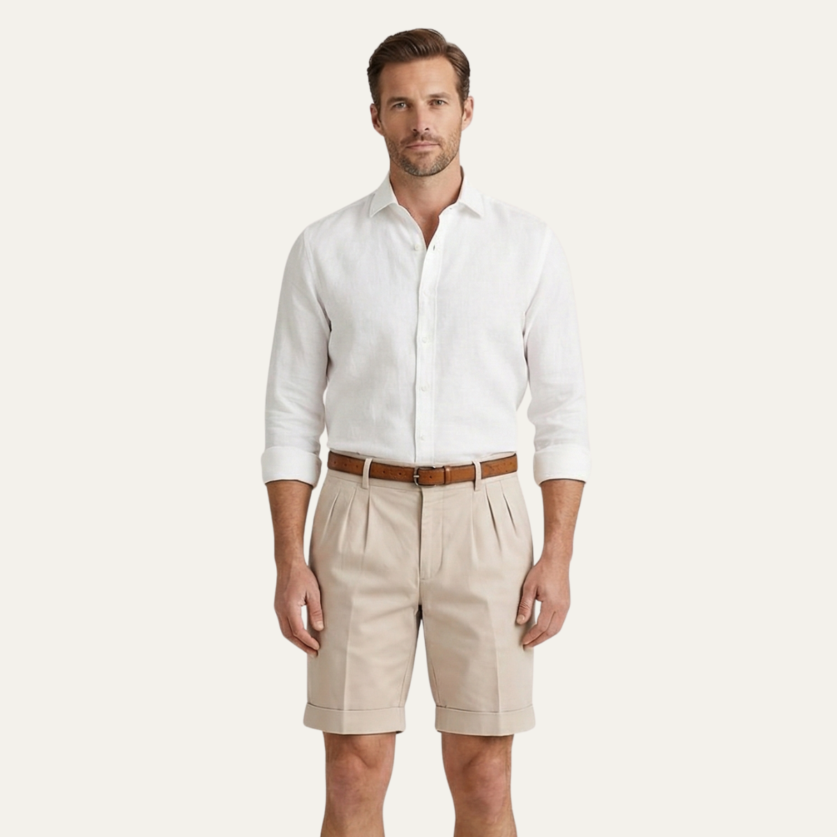 Refined Chino Shorts With Double Pleat Design 1
