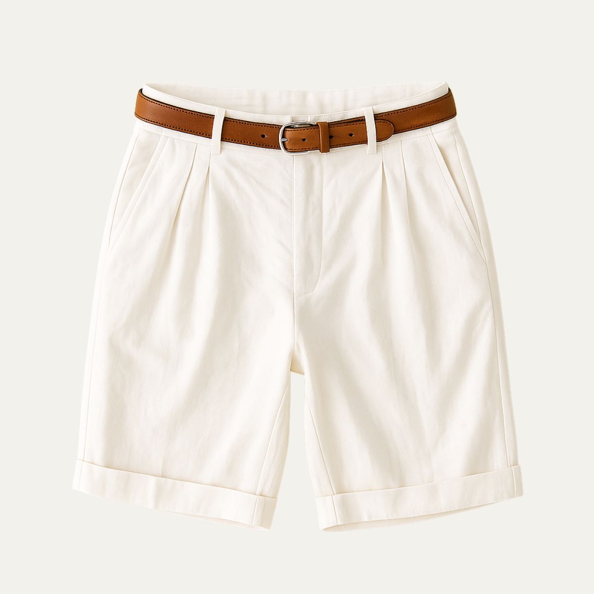 Refined Chino Shorts With Double Pleat Design 2