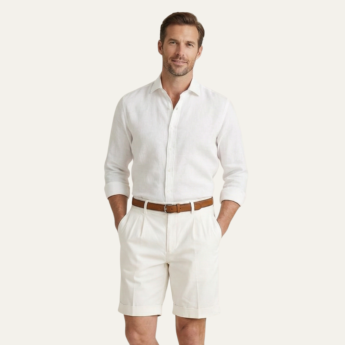 Refined Chino Shorts With Double Pleat Design 3