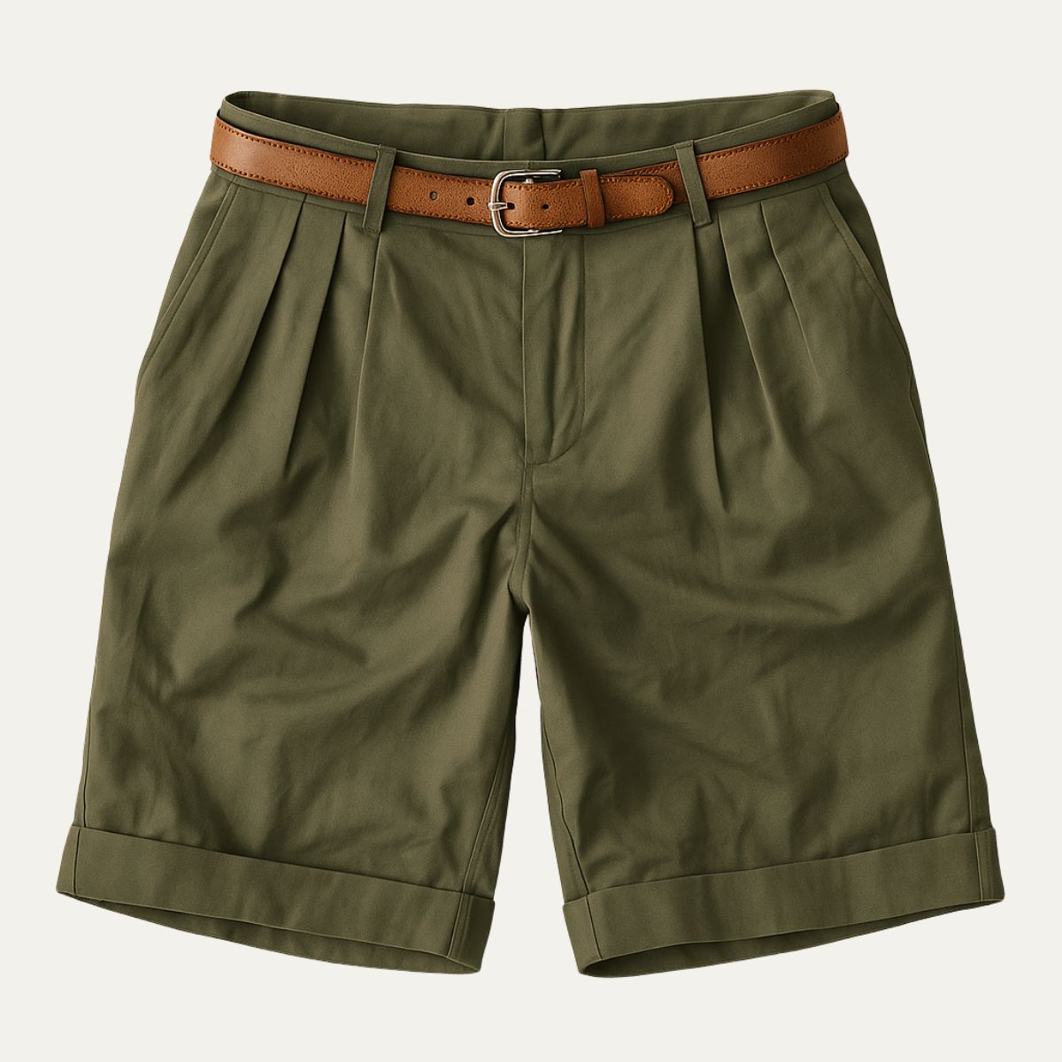 Refined Chino Shorts With Double Pleat Design 4