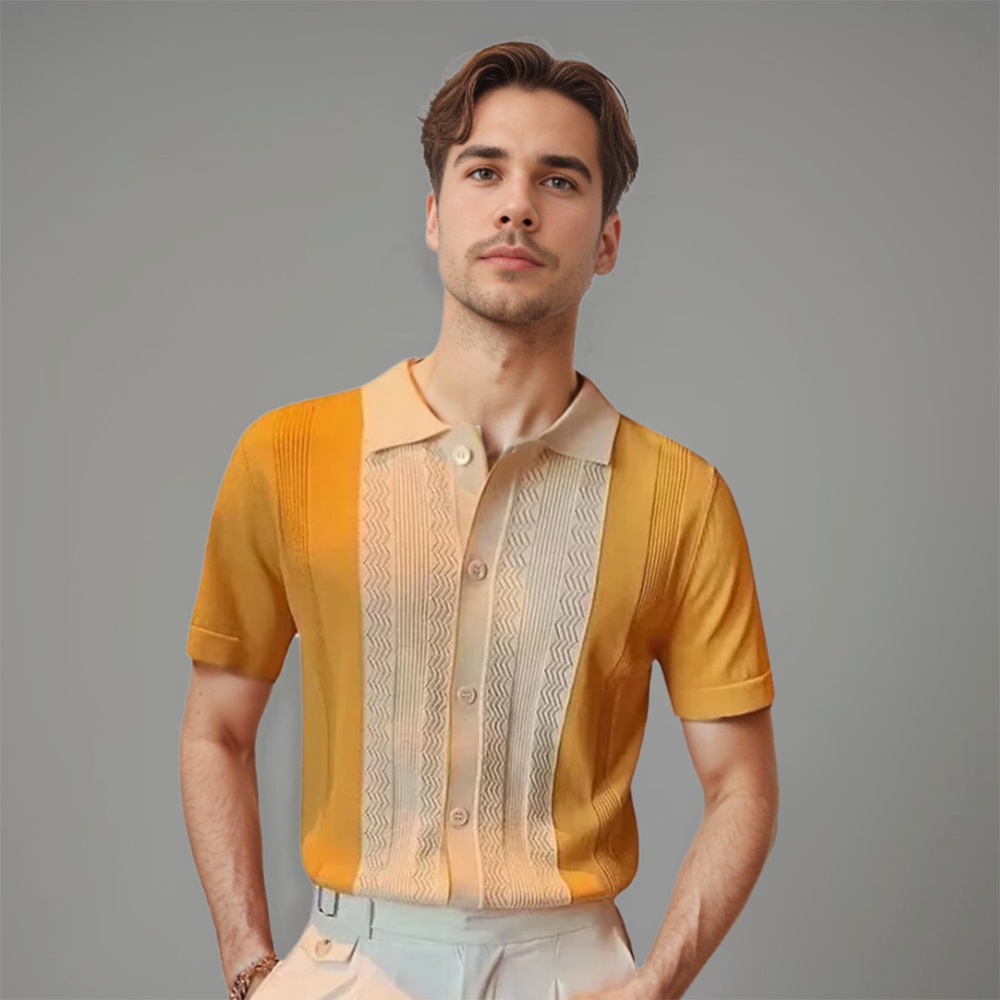 Refined Men's Polo Shirt With Textured Detail 2