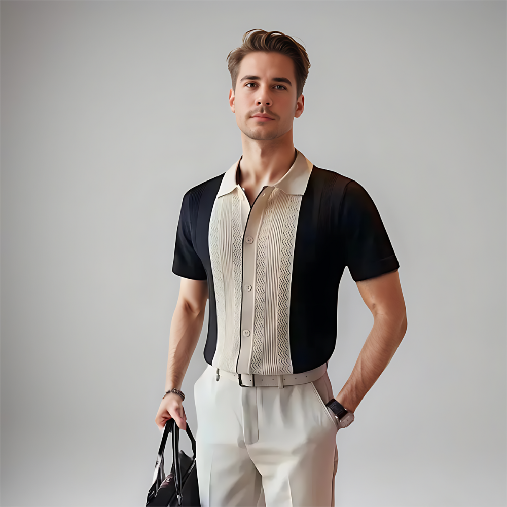 Refined Men's Polo Shirt With Textured Detail 3