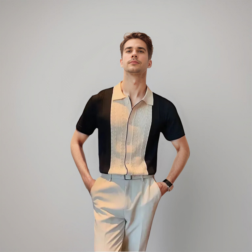 Refined Men's Polo Shirt With Textured Detail 4