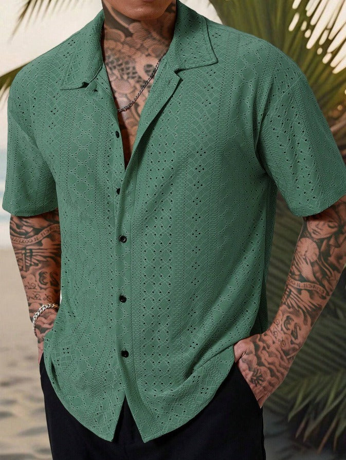 Relaxed Men's Shirt Camp Collar Short Sleeve 1