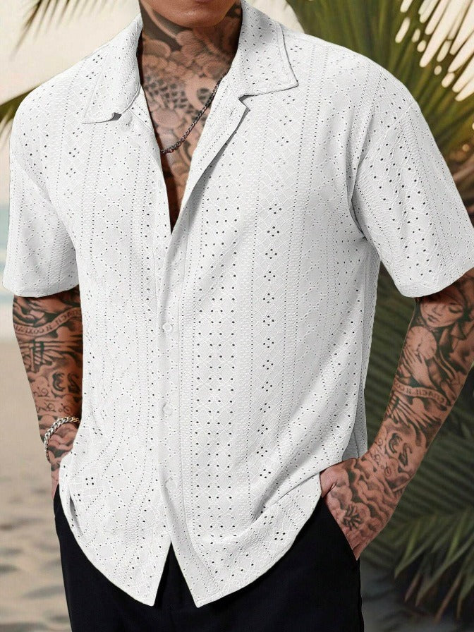 Relaxed Men's Shirt Camp Collar Short Sleeve 5