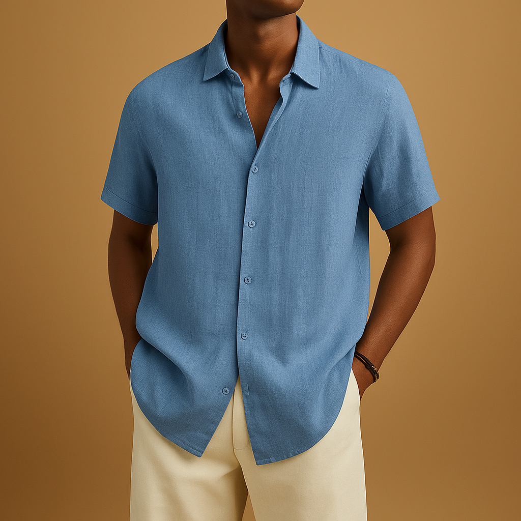 Relaxed Men's Shirt With Classic Collar Design 1