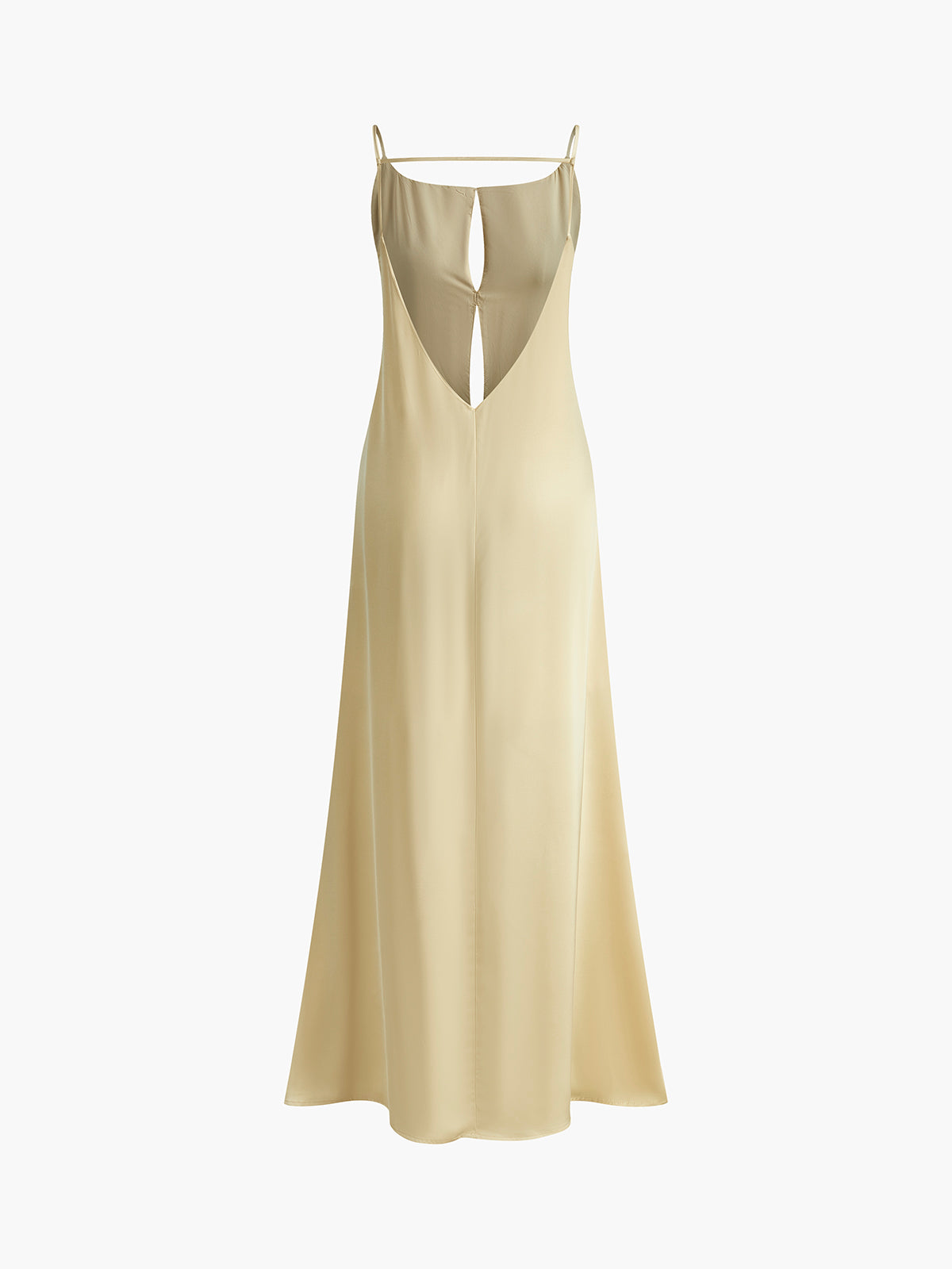 Women’s light yellow women's satin slip maxi dress