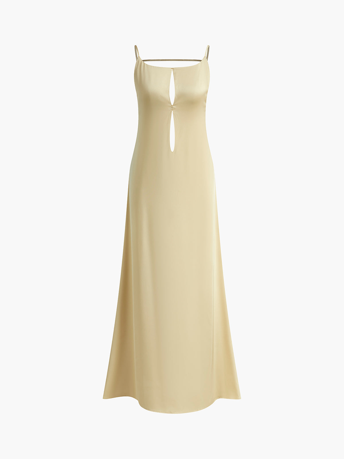 Women’s light yellow women's satin slip maxi dress
