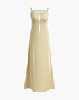 Women’s light yellow women's satin slip maxi dress