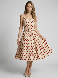 Sanne | Women's Polka Dot Midi Dress Vintage