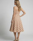 Women’s beige women's polka dot midi dress vintage
