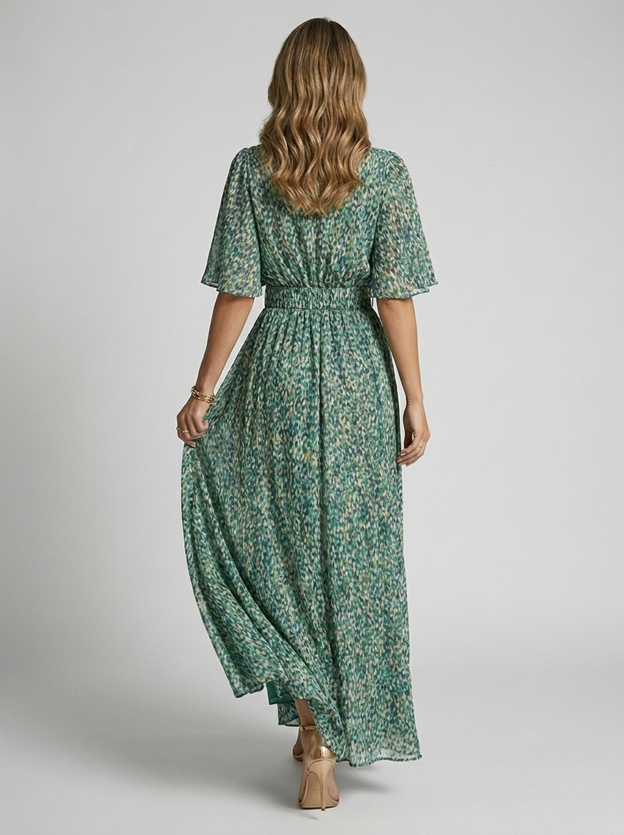 Women’s women's floral maxi dress v-neck high slit