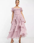 Ruched Corset Co-ord Set With Ruffle Sleeves 0