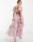 Ruched Corset Co-ord Set With Ruffle Sleeves 2
