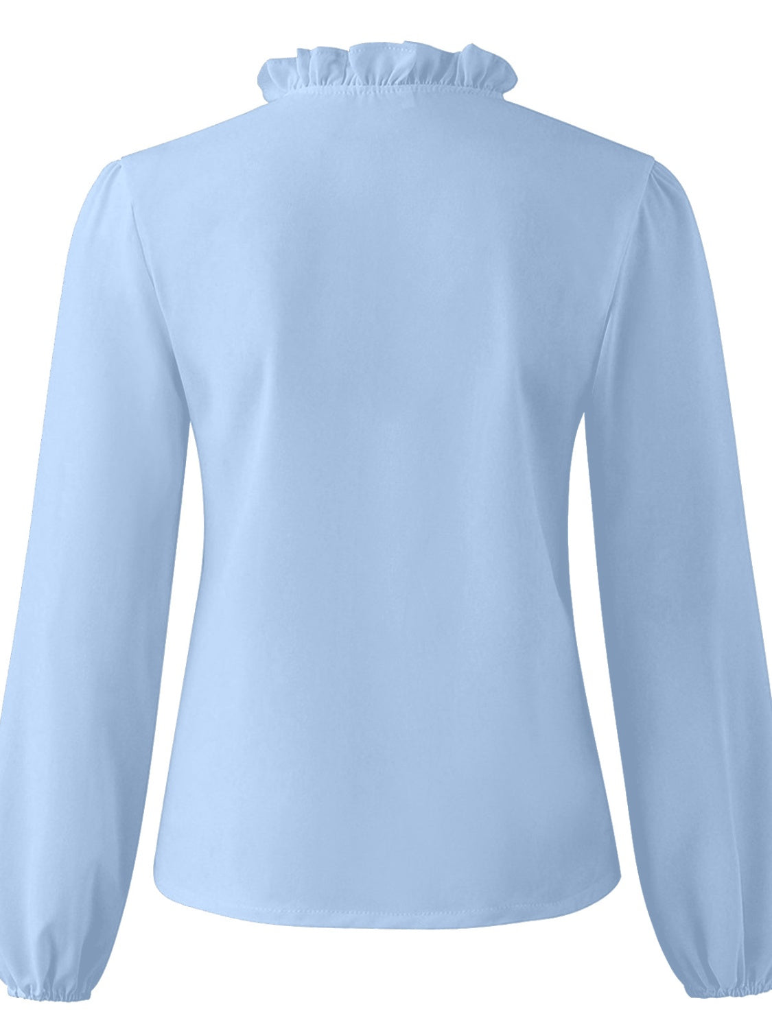 Ruffled Blouse Long Sleeve V-Neck Opaque Design Polyester Women 4
