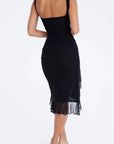 Ruffled Hem Mesh Midi Dress With Scoop Neckline 8