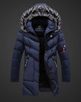 Men's Dark Blue Winter Coat insulated water-repellent adjustable hood