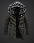 Men's Dark Blue Winter Coat insulated water-repellent adjustable hood