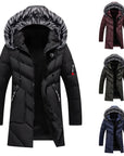 Men's Dark Blue Winter Coat insulated water-repellent adjustable hood