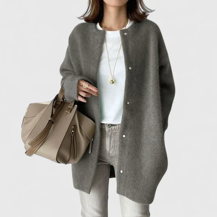 Women's khaki lightweight open front knit cardigan