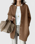Women's khaki lightweight open front knit cardigan