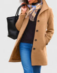 Women's khaki lightweight tailored coat with classic cut