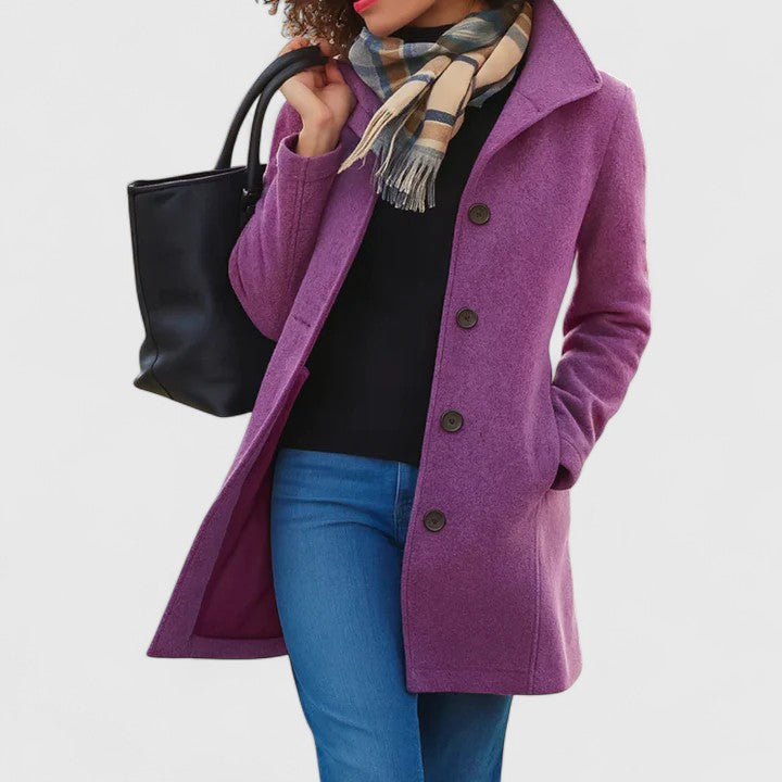 Women's khaki lightweight tailored coat with classic cut